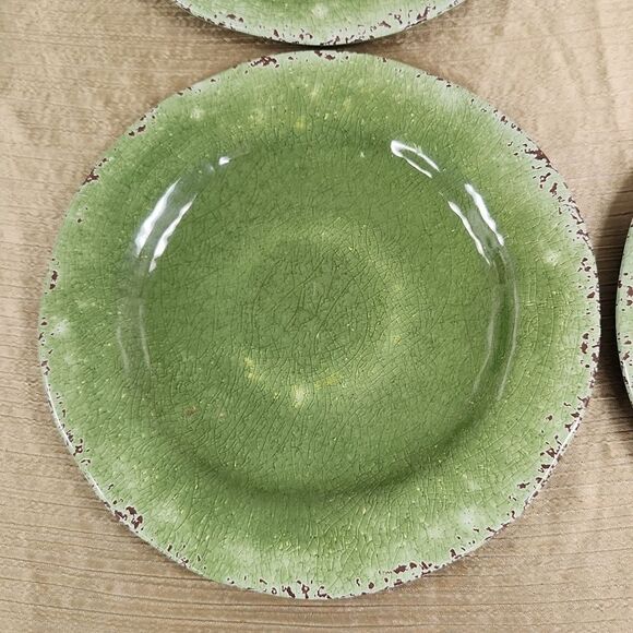 Pier 1 Carmelo Green Crackle Melamine Dinner Plate 11" Set of 4 - Picture 4 of 7
